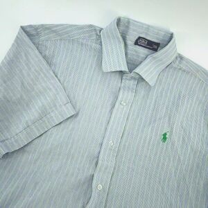 Polo by Ralph Lauren Short Sleeve Button Up Shirt Mens 2XL XXL Purple Striped